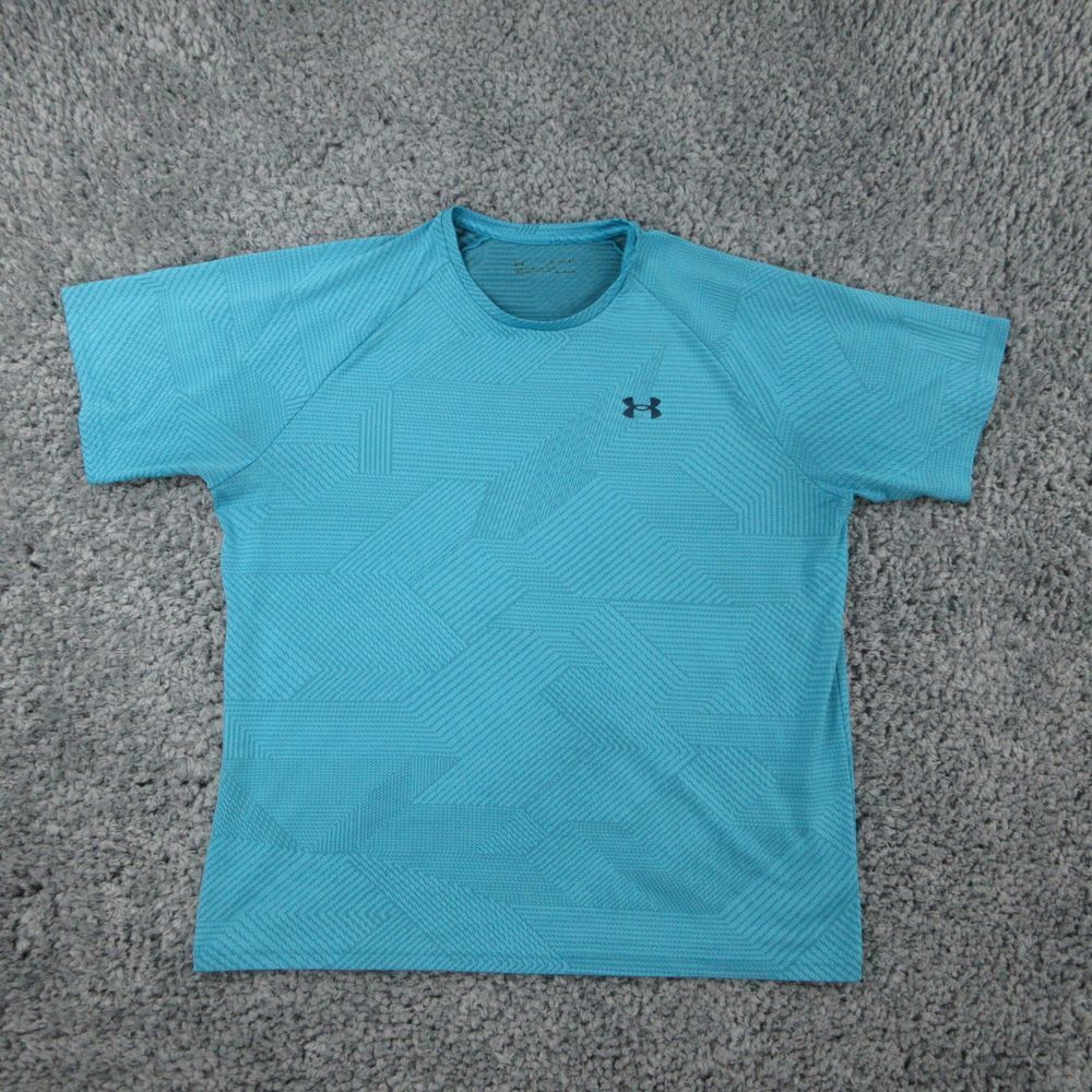 Under Armour Shirt Mens Extra Large Blue Geometric Moisture Wicking Short Sleeve